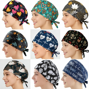 Wholesale Custom Medical <b>Scrub</b> <b>Cap</b> Nurse Surgical Hat Adjustable Tie Back Breathable Printed Head Cover OEM ODM Factory Supply - Product Image 1