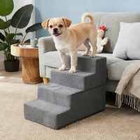 Rampe d'intérieur antidérapante pour animaux de compagnie, 4 marches, écologique, durable, moderne, avec coussinets en mousse, pour lit surélevé, hauteur 22,5 po, pour petits chiens