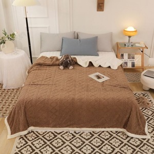 Coperta in pile di alta qualità in poliestere, a doppio strato, spessa, tinta unita, in sherpa e flanella effetto visone - Product Image 6