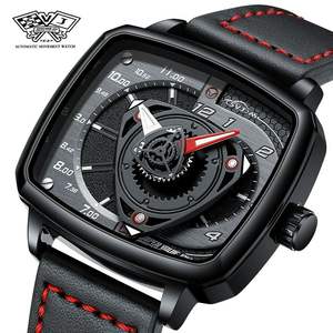 Montre pour homme SVJ 2071, nouvelle édition limitée de luxe, mouvement à rotor, haut de gamme, véritable, forgée, rétro, carrée, creuse - Product Image 1