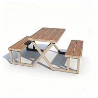 Ensembles de Jardin Extérieurs Modernes : Tables et Chaises Connectées, Imperméables, Anti-UV, Durables en Fer, Plastique et Bois pour Usage Domestique et Commercial