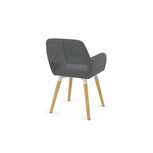 Sillón Moderno Tapizado en Tela con Patas de Madera Maciza para Cocina y Sala de Estar, Silla de Comedor de Madera - Product Image 2