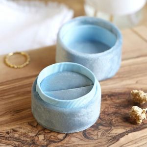 Jewelry Packaging in Blue Valentine's Day Wedding Ring <b>Velvet</b> <b>Box</b> - Product Image 3