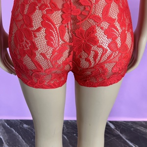 Conjunto de 2 Piezas para Mujer 2026, Top Tubo sin Tirantes de Encaje Transparente, Shorts Ajustados, Estilo Baddie para Club - Product Image 5