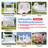 Château gonflable de luxe blanc pour mariage avec toboggan pour mariages, réceptions et célébrations