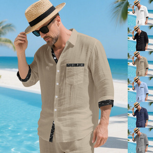 Camisa de Hombre de Lino de Manga Larga con Botones, Estilo Verano, Transpirable, Sin Planchado - Product Image 4