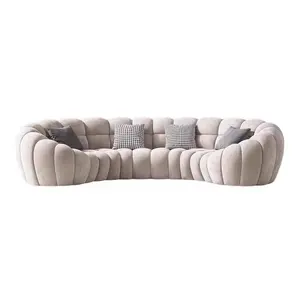 Beste Qualität Luxus italienisches neues Design arm loser Samt Cord weiße Kurve 12-Sitzer Wohnzimmer Möbel Sofa