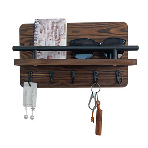 Estante <span class=keywords><strong>de</strong></span> Almacenamiento Colgante <span class=keywords><strong>de</strong></span> Madera Maciza Estilo Art Deco para Llaves, Correo y Cartas, para Baño, Entrada o Pasillo - Product Image 2
