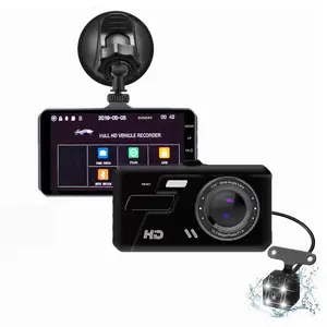 Full HD 1080P IPS Car DVR Dash Cam Car Video Recorder Dual Lens 4 Inch Vehicle Camera Front Rear Night Vision G-sensor Recorder