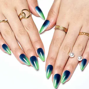 Glamermaid nero e verde bling stampa lunga sulle unghie personalizza 24 pezzi premere sulle unghie Set di unghie artificiali