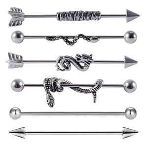 Gaby new jewelry <span class=keywords><strong>set</strong></span> 316L 14G all surgical steel glassato sexy snake Industrial Barbell orecchino piercing jewelry - Product Image 1