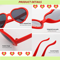 Vente en gros de lunettes de soleil à diffraction en forme de cœur à la mode lunettes à effets en forme de cœur pour femmes