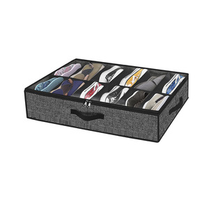 Quần áo bao bì giỏ có thể gập lại rõ ràng cửa sổ bìa không dệt vải giày lưu trữ túi mạnh mẽ underbed Giày <span class=keywords><strong>container</strong></span> hộp - Product Image 1