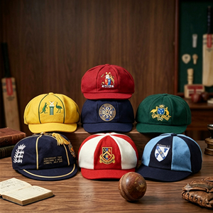 Casquettes de cricket personnalisées amples en <span class=keywords><strong>laine</strong></span> ou polyester <span class=keywords><strong>acrylique</strong></span> avec logo brodé, casquette de cricket amples à 8 panneaux - Product Image 2