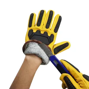 SONICE Leather Men Tpr Working Wear Anti Resistant Goatskin Industrial Winter Impact Safety Gloves