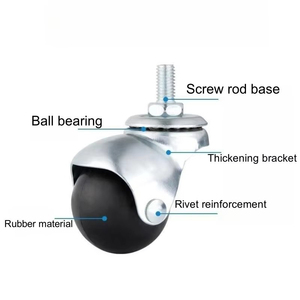 Roulettes pivotantes modernes en acier argenté de 3 pouces avec roulements à billes, roues en PU à 360 degrés, tige en acier, charge de 30-40 kg pour meubles de maison et de bureau - Product Image 3