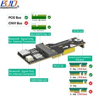 Adaptateur sans fil PCI-E 1X vers NGFF M.2 Key E/A+E pour ordinateur de bureau, 2 antennes avec LED RGB, pour bus PCIE uniquement, module Wifi BT