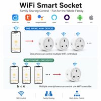 Prise intelligente Wi-Fi standard britannique 16A, application Tuya, commande vocale, matériau ABS, surveillance de la consommation d'énergie, fonction de minuterie, IP21