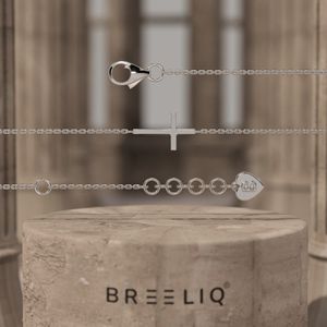 Bracelet en or blanc massif 14 carats avec croix latérale pour femme, bijou minimaliste avec chaîne à maillons en croix horizontale, délicat et religieux - Product Image 1