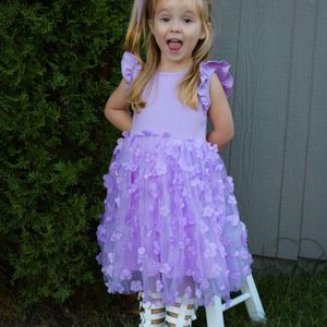 Vestido de tutú para niños pequeños, vestidos de verano esponjosos para niñas, vestido veraniego de tul de fiesta informal para niños de 2 a 6 años, vestidos de boda para niñas con flores - Product Image 6