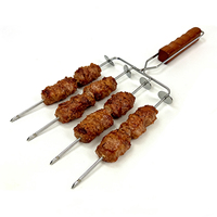 Vente flash : Kit de 4 fourchettes de barbecue en acier inoxydable avec manche en bois pour la cuisson du poulet
