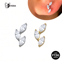 Piercing G23 Marquise CZ à filetage interne pour hélix, cartilage, labret, hypoallergénique, bijou de corps tendance