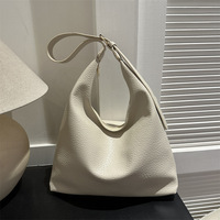 Sac fourre-tout texturé en PU avec fermeture éclair, modèle 26, nouveau style vintage, sac à bandoulière pour femme, couleur unie, effet litchi, collection Printemps