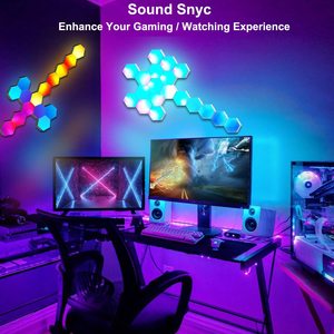 White LED Hexagonal <b>RGB</b> Remote & App <b>Controlled</b> Modern Style Dimmable CE Certified for Gaming Room - Product Image 4
