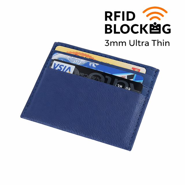 Ultra Thin 3mm RFID Blocking Card Wallet / Anti-Theft PU Leather Slim Wallet for Men Women / Credit Card Case MOQ 10pcs