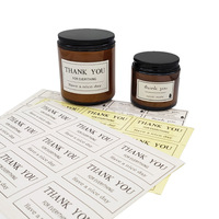 Feuilles d'autocollants personnalisés « Merci » imprimés, étiquettes adhésives faites à la main pour emballages de bougies en verre, pour petites entreprises