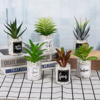 Großhandel künstliche saftige Hosen Bonsai Sukkulente mit quadratischen Keramik Topf Zimmer pflanzen töpfe