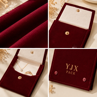 Pochette à bijoux en velours avec rabat à bouton-pression, emballage cadeau de luxe pour accessoires et lunettes, estampage à chaud, réutilisable