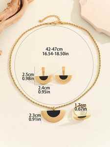 Juego de Joyería de Acero Inoxidable Chapado en Oro para Mujer, Aretes y Collar con Forma de Abanico, Idea de Regalo para Boda, Fiesta, Compromiso, Aniversario - Product Image 5