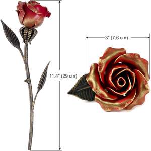 Tượng trang trí nhà cửa AYOYO Hoa Hồng Đỏ bằng sắt rèn, có giá đỡ kim loại, bền chắc, quà tặng kỷ niệm, quà tặng ngày lễ tình nhân <span class=keywords><strong>2026</strong></span> - Product Image 6