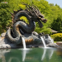 Étang de jardin extérieur prochain décor laiton sculpter Dragon chinois Statue classique grand Bronze Loong Sculpture cascade d'eau fontaine