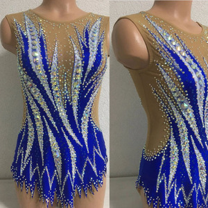 Performance Wear Costume de danse strass scintillant sans manches <span class=keywords><strong>gymnastique</strong></span> <span class=keywords><strong>artistique</strong></span> filles <span class=keywords><strong>justaucorps</strong></span> de <span class=keywords><strong>gymnastique</strong></span> rythmique - Product Image 3