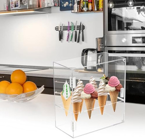 Vitrina de cono de helado acrílica transparente de 8 agujeros personalizada del fabricante para tienda minorista - Product Image 1