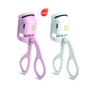 2023 New Arrival Makeup Tool Mini tragbare weiß rosa Heizung Wimpern zange mit Ladegerät USB elektrisch beheizte Wimpern Locken wickler