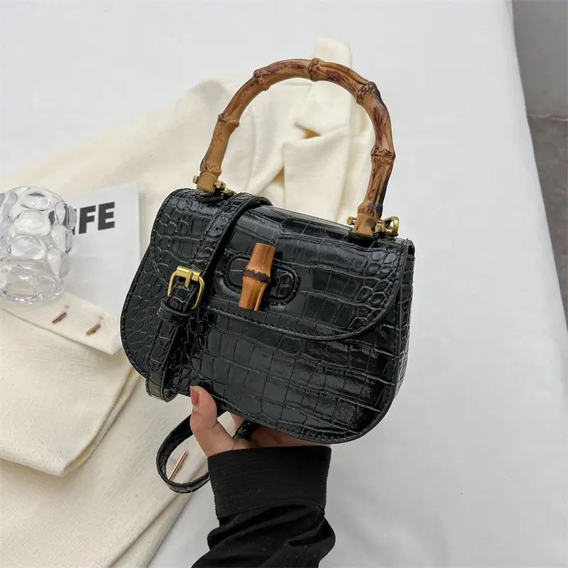 All'ingrosso nuove borse di moda 2024 Designer in pietra PU borse di classe da donna Casual a spalla incrociata da donna borse per la spesa in bambù