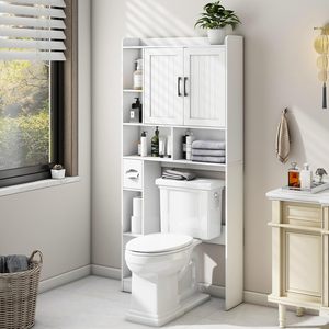 Vente en gros d'usine d'étagère de ferme peu encombrante de style moderne <span class=keywords><strong>au</strong></span>-<span class=keywords><strong>dessus</strong></span> des toilettes avec étagères ouvertes et armoire de rangement - Product Image 4