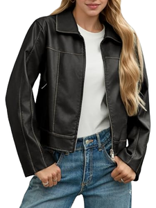 Nouveau manteau court en fourrure épaisse pour femmes, chaud pour l'hiver, tissé, écologique, réversible, col rabattu uni - Product Image 1