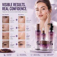 Meilleure Vente Kit Facial au Riz Violet 4 Pièces Crème Anti-Acné à la Niacinamide Hydratante Élimine les Taches Foncées Éclaircissant Set de Soins pour la Peau au Riz