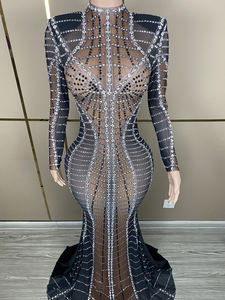 Robe de <span class=keywords><strong>soirée</strong></span> chic Novance Y3470 2025, vêtements tendance et luxueux pour femmes, sexy, avec strass, robe longue scintillante - Product Image 2