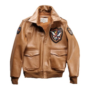 批发定制飞行员夹克雨衣防水原装摩托车西部独特牛皮男士真皮夹克 - Product Image 1