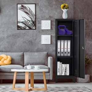 Armoire en métal pour le bureau à domicile, casiers de rangement en acier avec porte verrouillable et 2 étagères réglables, petit casier en métal - Product Image 2