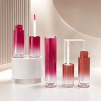 Huile à lèvres liquide mate dégradé ombré, tubes à rainures verticales, bases transparentes, tons rose rouille, approvisionnement en gros, logo personnalisé, OEM