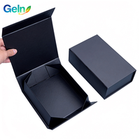Boîte cadeau pliable en carton rigide noir mat de luxe avec logo personnalisé de qualité supérieure, fermeture magnétique, vide