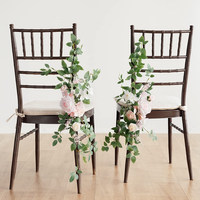 Décorations de chaises de mariage d'automne, fleurs artificielles pour l'allée, banc d'église, cérémonie, réception, toile de fond florale, fête en plein air