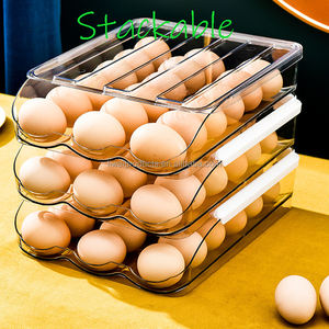 Автоматический выдвижной лоток для яиц, многослойный контейнер для хранения яиц из ПЭТ-пластика для холодильника, кухонной столешницы, для использования при приготовлении пищи - Product Image 4