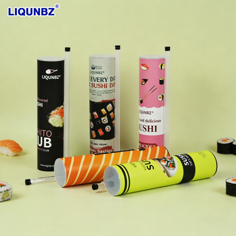 Custom Push Pop Sushi Packaging Cylinder Push up Cylinder Paper Tube Packaging Pop up Sushi Container Sushi Packaging Tube